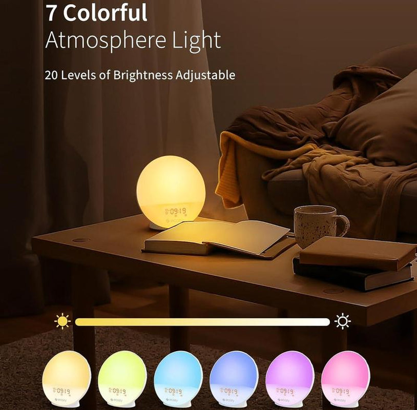 Ecozy Sunrise Alarm Clock for Heavy Sleepers, Smart Wake up Light with Sunrise/Sunset Simulation Decor Adjustable Radio