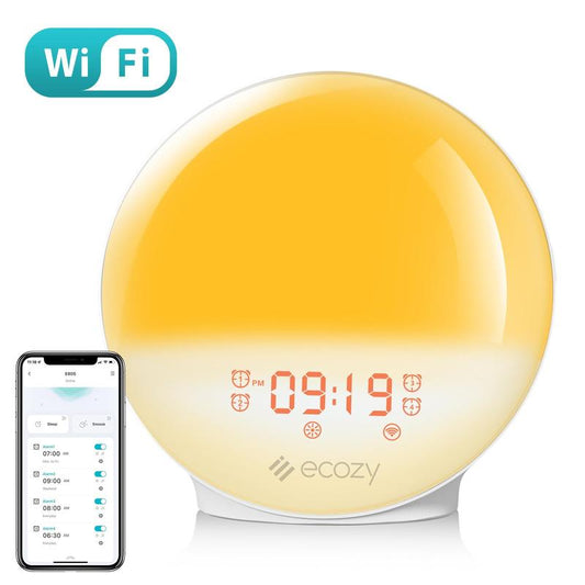 Ecozy Sunrise Alarm Clock for Heavy Sleepers, Smart Wake up Light with Sunrise/Sunset Simulation Decor Adjustable Radio