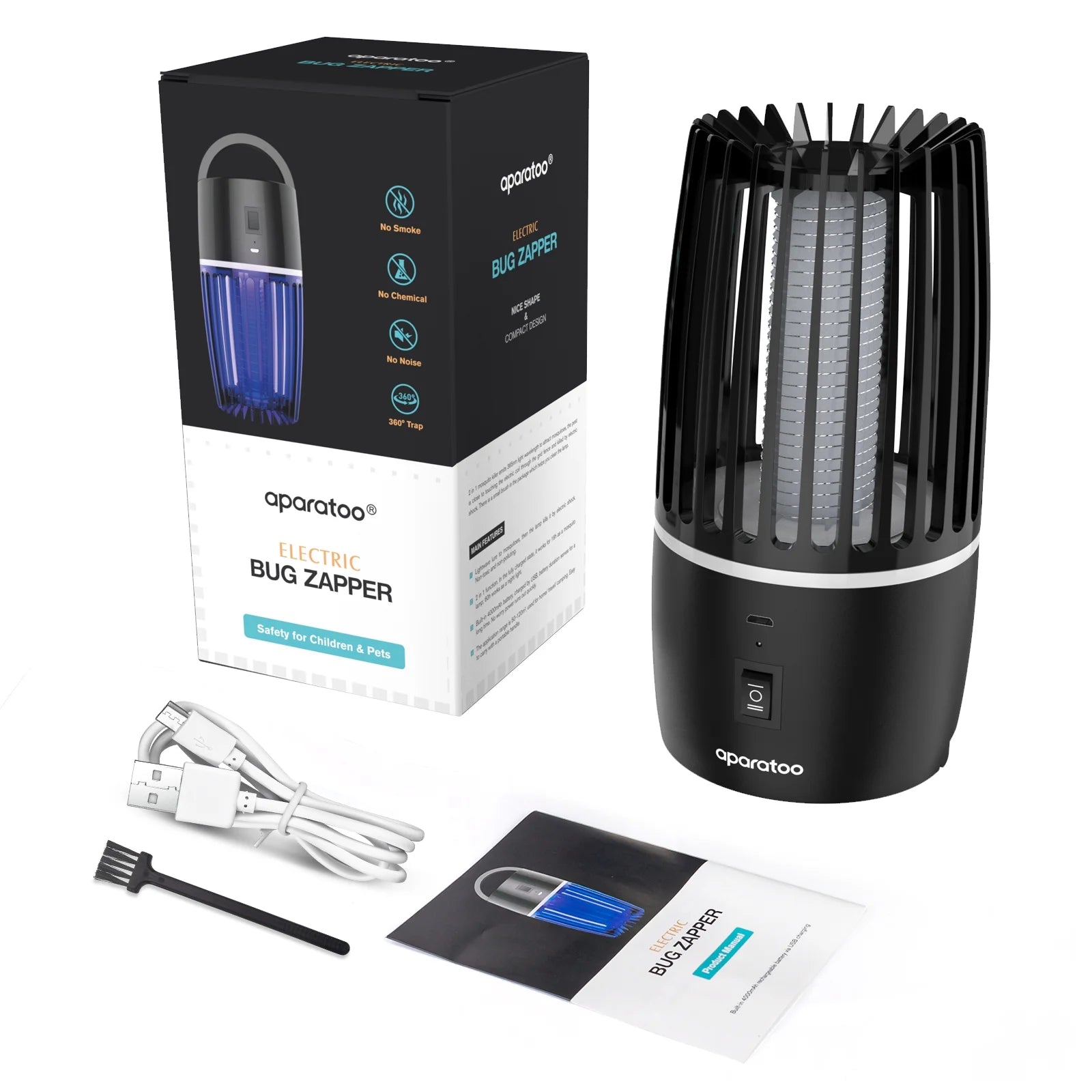 Bug Zapper, Rechargeable Electric Mosquito Zapper with Powerful Fan & Large Storehouse for Gnats, Moths, Fruit Flies, Mosquito Killer Trap for Home, Patio, Camping