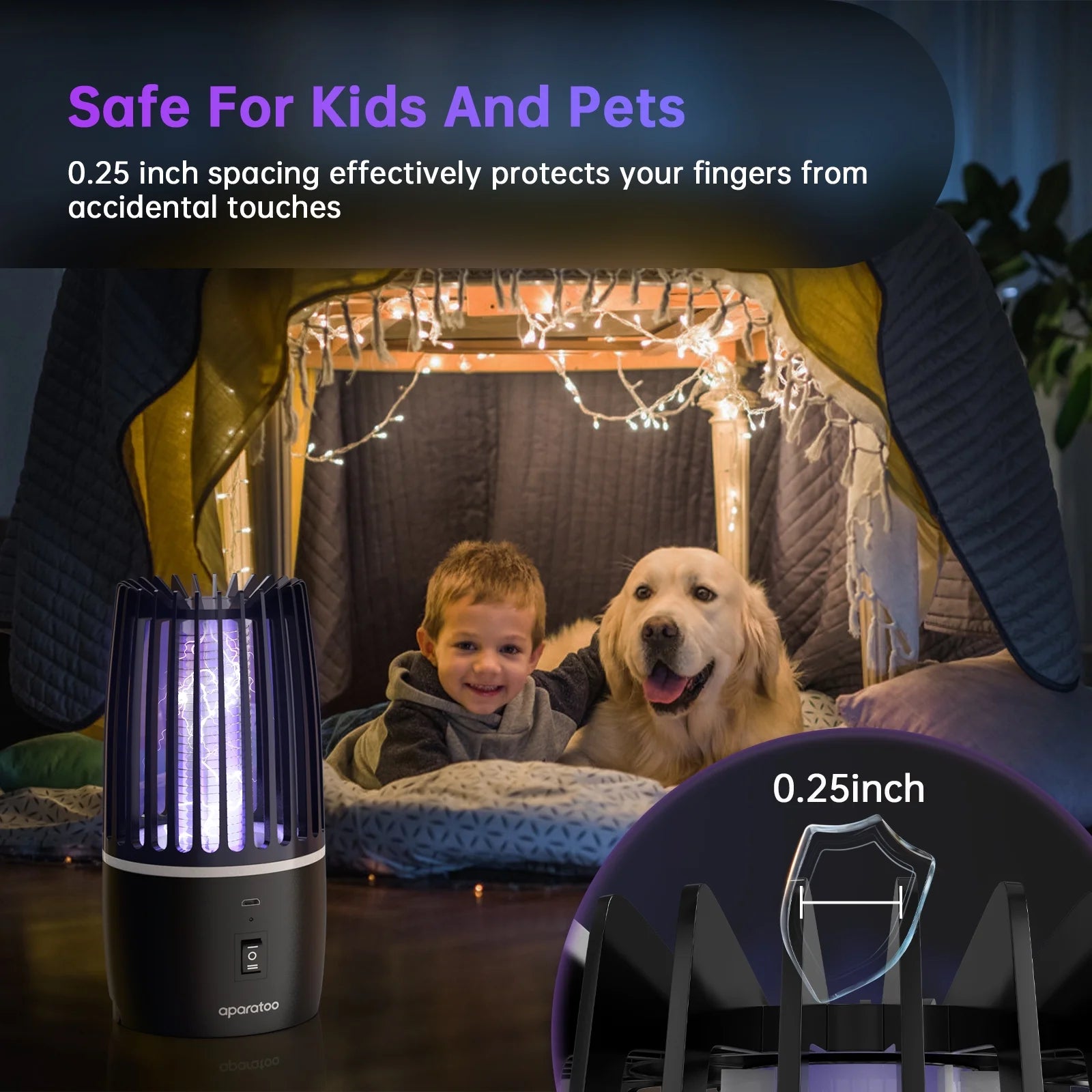 Bug Zapper, Rechargeable Electric Mosquito Zapper with Powerful Fan & Large Storehouse for Gnats, Moths, Fruit Flies, Mosquito Killer Trap for Home, Patio, Camping