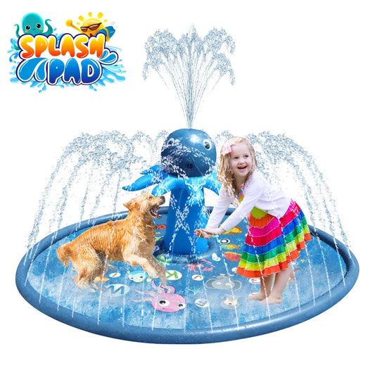 Splash Pad, Sprinkler for Kids 1-3 - Octopus Inflatable Splash Mat Baby Pool, Kids Sprinklers for Yard,Blue