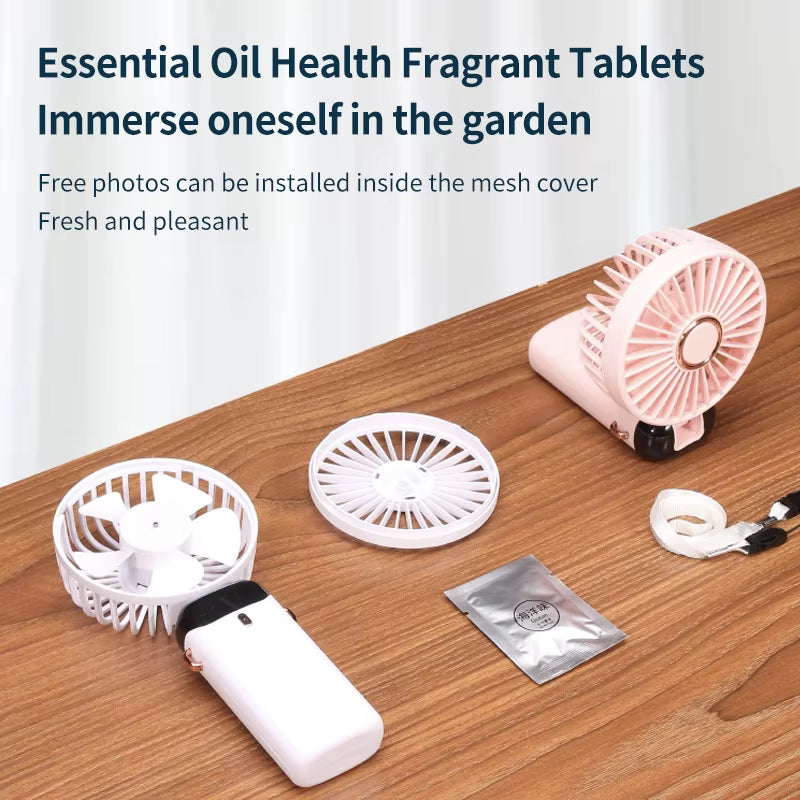 Mini Cooling Fan Aromatherapy Fan Use Plastic Global USB Handheld Digital Display Folding Household Outdoor Rechargeable Battery